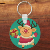 Porte-clés Porte - clé du bouton Dancing Reindeer (Recto)