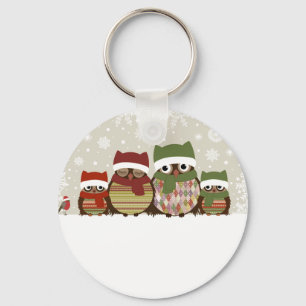Porte-clés Porte - clé du bouton de la famille des Chouettes