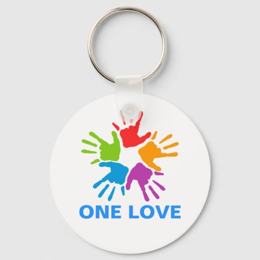 Porte-clés Porte - clé du bouton One Love Rainbow Hands (Recto)