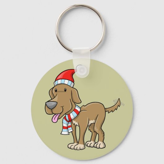 Porte-clés Porte - clé du bouton "Rusty" du chiot Noël (Recto)