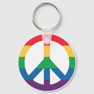 Porte-clés Porte - clé du bouton Signe de paix Rainbow Pride