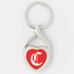 Porte-clés porte - clé du coeur rouge "C"