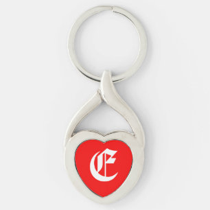 Porte-clés porte - clé du coeur rouge "E"