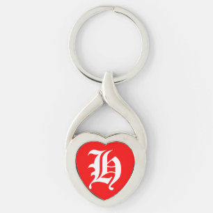 Porte-clés porte - clé du coeur rouge "H"