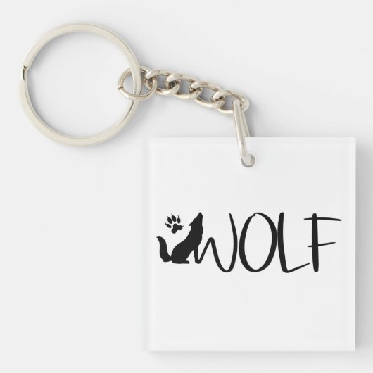 Porte-clés Porte - clé du logo graphique Wolf Text (Devant)