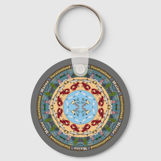 Porte-clés Porte - clé du Maine State Mandala (Recto)