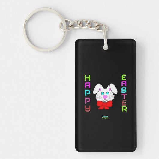 Porte-clés Porte - clé du rectangle de Bunny de Pâques (Devant)