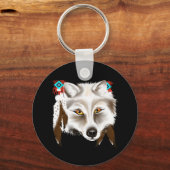 Porte-clés Porte - clé du visage de loup blanc (Recto)