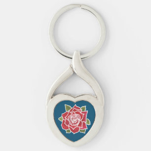 Porte-clés Porte - clé en forme de coeur romantique de rose