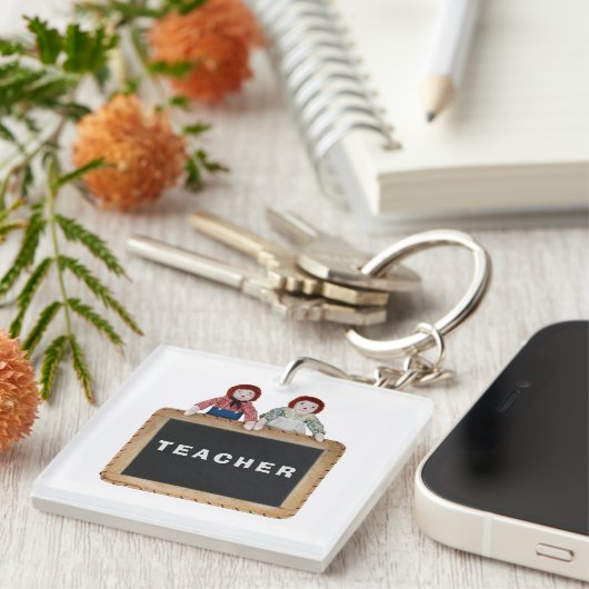 Porte-clés PORTE - CLÉ enseignant Raggedy Ann Andy étiquette  (Devant Droit)