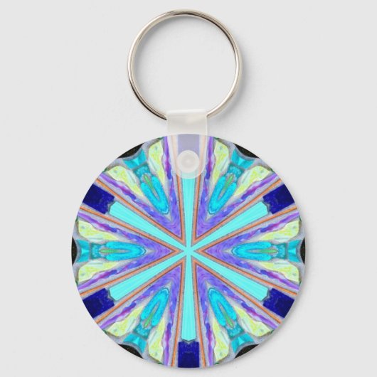 Porte-clés porte - clé étoile bleu à six bras (Recto)