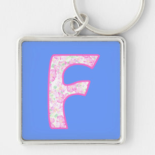 Porte-clés Porte - clé F monogramme personnalisé, Motif Roses