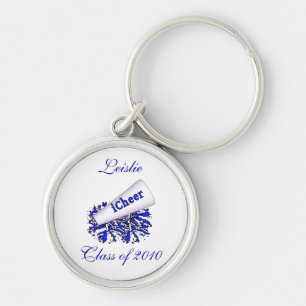 Porte-clés Porte - clé fait sur commande bleu de pom-pom gir