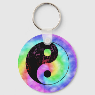 Porte-clés Porte - clé fané de Yin Yang d'arc-en-ciel
