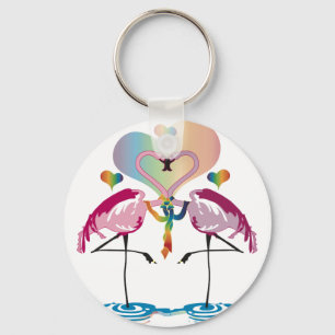 Porte-clés Porte - clé Flamants roses gays