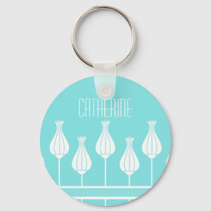Porte-clés Porte - clé Floral Art déco turquoise