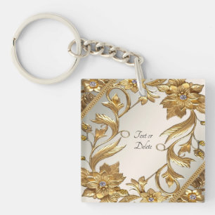 Porte-clés Porte - clé Floral Feuille Golden Wavy