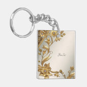 Porte-clés Porte - clé Floral Feuille Golden Wavy (Devant gauche)
