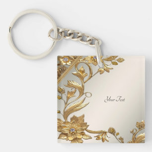 Porte-clés Porte - clé Floral Feuille Golden Wavy