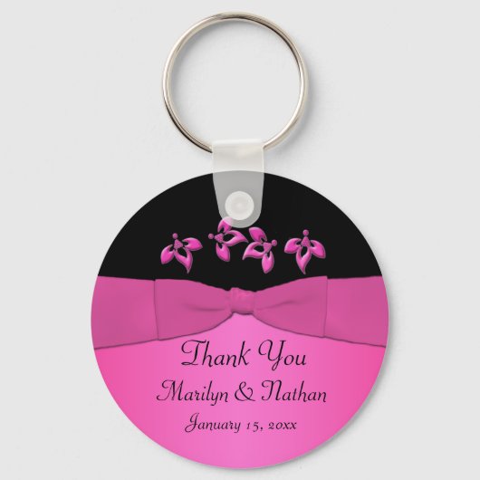 Porte-clés Porte - clé floral noir et rose (Recto)