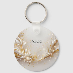 Porte-clés Porte - clé Floral Or Blanc