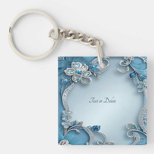 Porte-clés Porte - clé Floral Orné Bleu (Devant)