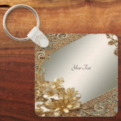 Porte-clés Porte - clé floral orné d'or moderne (Recto)