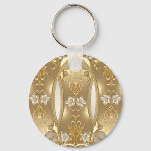 Porte-clés Porte - clé Floral Orné Or