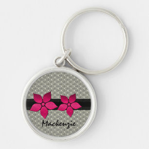 Porte-clés Porte - clé frontalier à rayures de fleur de Damas