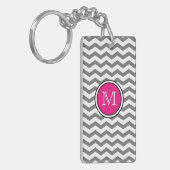 Porte-clés Porte - clé gris d'acrylique de zigzag de Chevron (Devant gauche)