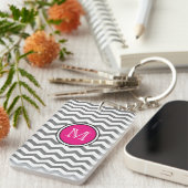 Porte-clés Porte - clé gris d'acrylique de zigzag de Chevron (Devant droit)
