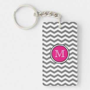 Porte-clés Porte - clé gris d'acrylique de zigzag de Chevron