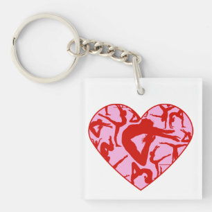 Porte-clés Porte - clé gymnastique 1,875" de coeur carré