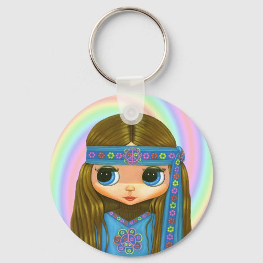 Porte-clés Porte - clé Hippie de l'alimentation des fleurs (Recto)