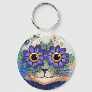 Porte-clés Porte - clé hippie vintage de chat de flower powe