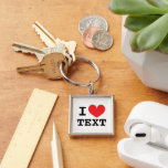Porte-clés Porte - clé I coeur personnalisé<br><div class="desc">Personnalisé I coeur porte - clé premium avec coeur rouge. Faites votre propre porte - clé personnalisé avec l'aide de ce modèle. Coeur de couleur et texte personnalisés. Méthode</div>