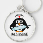 Porte-clés Porte - clé infirmier drôle avec infirmière pingou (Devant)