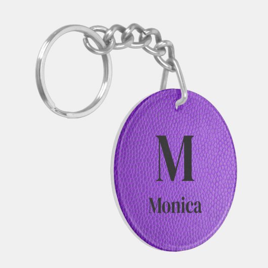 Porte-clés Porte - clé initial du monogramme violet (Devant gauche)