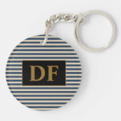 Porte-clés Porte - clé initial personnalisé Bleu/rayures vani (Dos)
