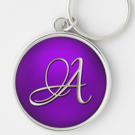 Porte-clés Porte - clé initial violet en argent (Devant)