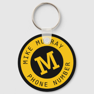 Porte-clés Porte - clé jaune avec monogramme