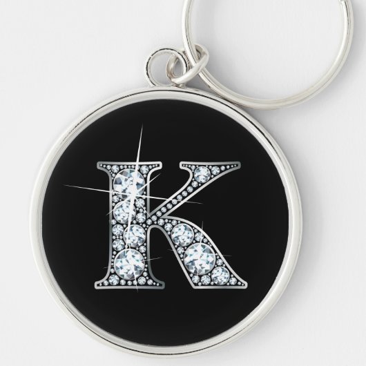 Porte-clés porte - clé "K" Faux-"Diamond Bling" (Devant)