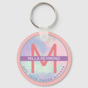 Porte-clés porte - clé lilas rose avec nom