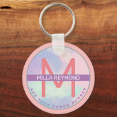 Porte-clés porte - clé lilas rose avec nom (Recto)