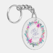 Porte-clés Porte - clé Mariage floral tropical personnalisé (Devant gauche)