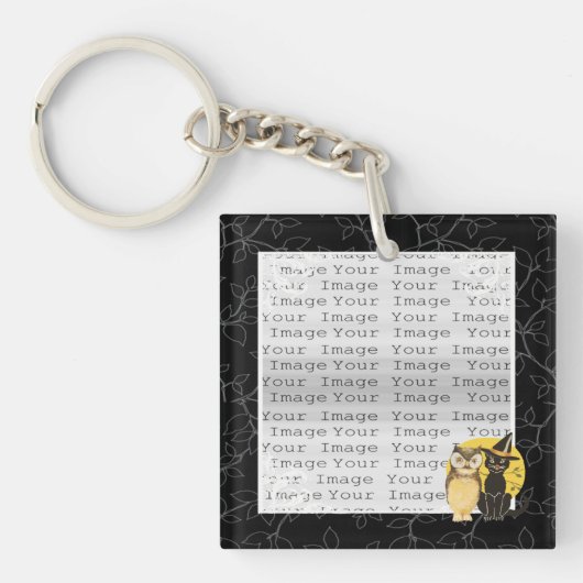 Porte-clés Porte - clé Mariage Halloween Chat & Owl (Devant)