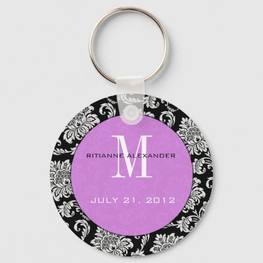 Porte-clés Porte - clé Mariage noir Damask violet (Recto)
