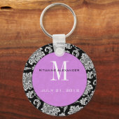 Porte-clés Porte - clé Mariage noir Damask violet (Recto)