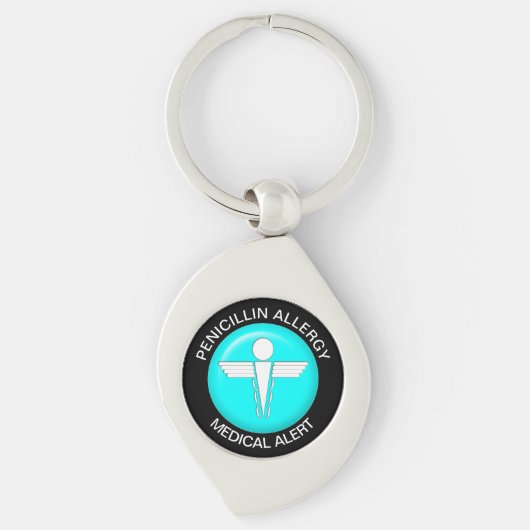 Porte-clés Porte - clé métallique d'alerte Médicale pénicilli (Devant)