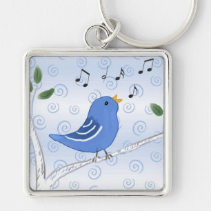 Porte-clés Porte - clé mignon d'oiseau bleu de chant